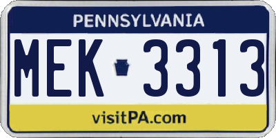 PA license plate MEK3313