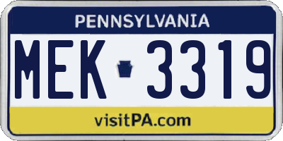 PA license plate MEK3319