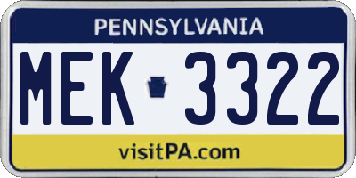 PA license plate MEK3322