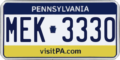 PA license plate MEK3330