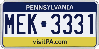 PA license plate MEK3331
