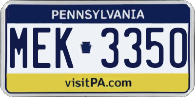 PA license plate MEK3350