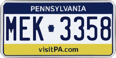 PA license plate MEK3358