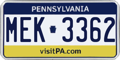PA license plate MEK3362