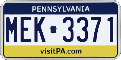 PA license plate MEK3371