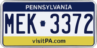 PA license plate MEK3372