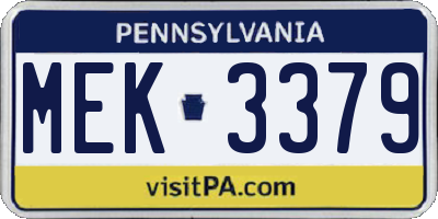 PA license plate MEK3379