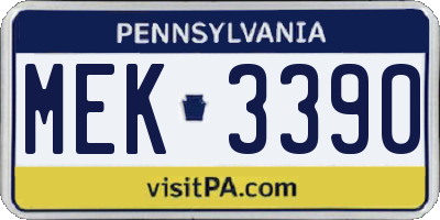 PA license plate MEK3390