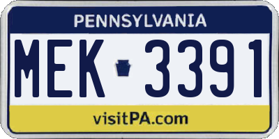 PA license plate MEK3391