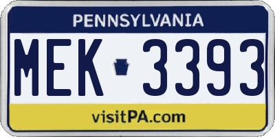 PA license plate MEK3393