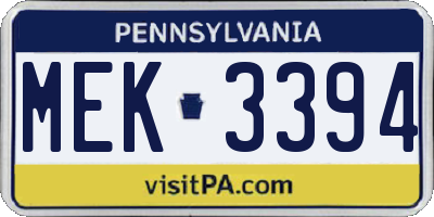 PA license plate MEK3394