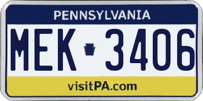 PA license plate MEK3406