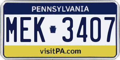 PA license plate MEK3407