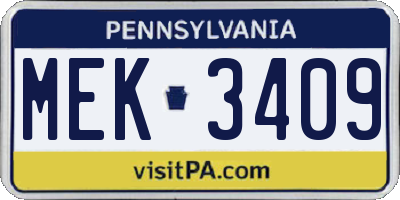 PA license plate MEK3409