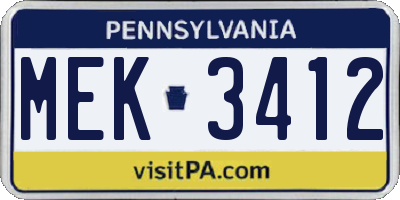 PA license plate MEK3412