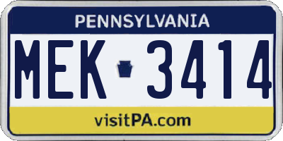PA license plate MEK3414