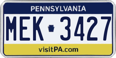 PA license plate MEK3427