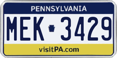PA license plate MEK3429