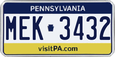 PA license plate MEK3432