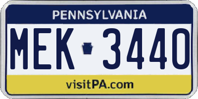 PA license plate MEK3440