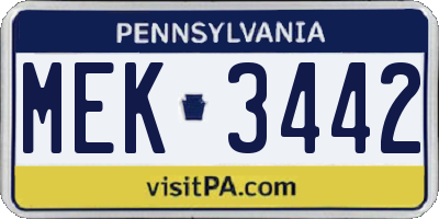 PA license plate MEK3442