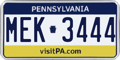 PA license plate MEK3444
