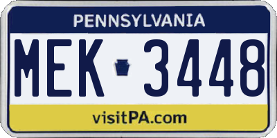 PA license plate MEK3448