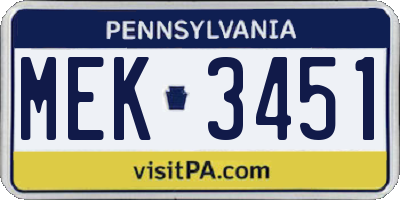 PA license plate MEK3451