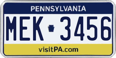 PA license plate MEK3456
