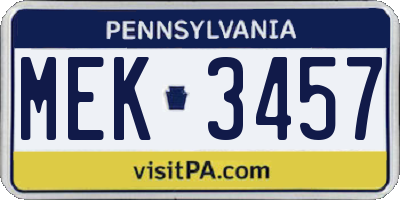 PA license plate MEK3457