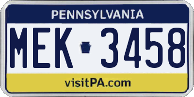 PA license plate MEK3458