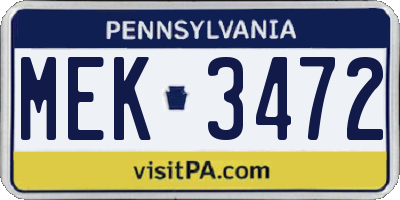 PA license plate MEK3472