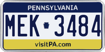 PA license plate MEK3484