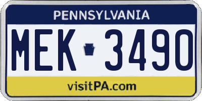 PA license plate MEK3490
