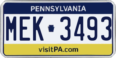 PA license plate MEK3493