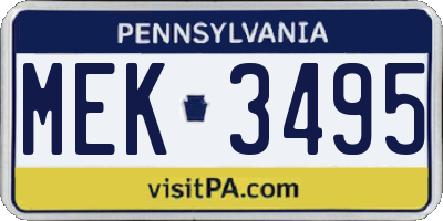 PA license plate MEK3495