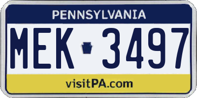 PA license plate MEK3497