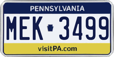 PA license plate MEK3499