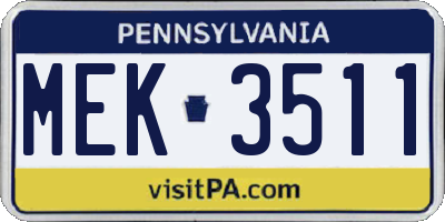 PA license plate MEK3511