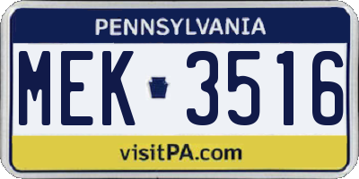 PA license plate MEK3516