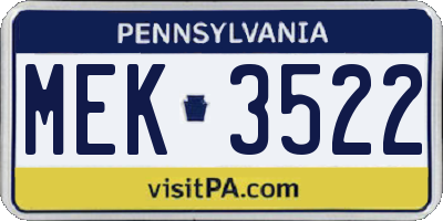 PA license plate MEK3522
