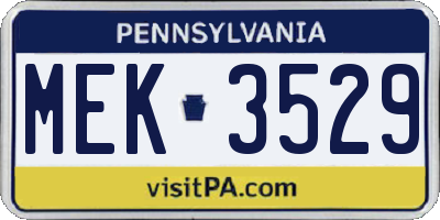 PA license plate MEK3529