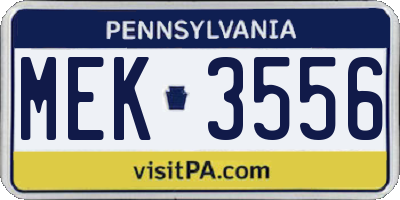 PA license plate MEK3556