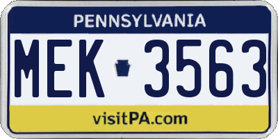 PA license plate MEK3563
