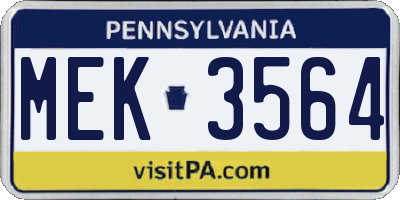 PA license plate MEK3564
