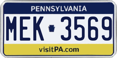PA license plate MEK3569