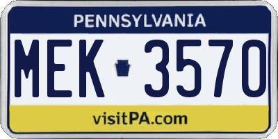 PA license plate MEK3570