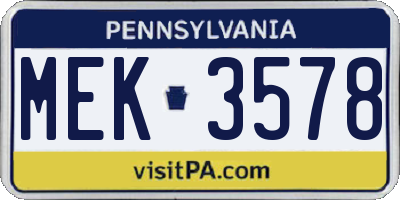 PA license plate MEK3578