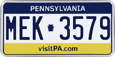 PA license plate MEK3579