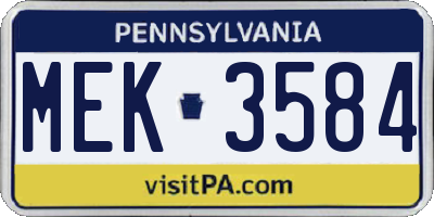 PA license plate MEK3584